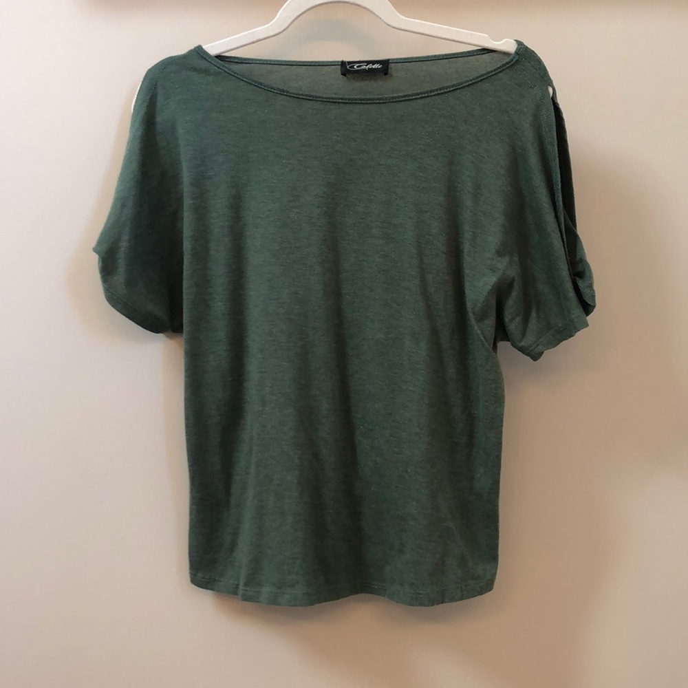 Colette olive green cold shoulder t shirt